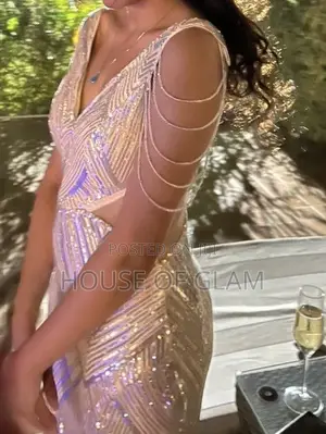 Stunning Custom-Made Silver Sequin Evening Gown