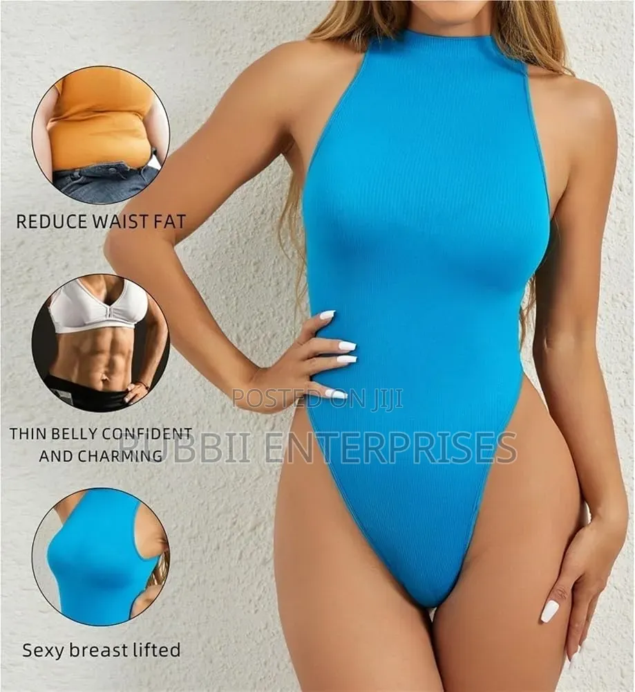 Women's Sleeveless, High-Back Thong Shapewear Body Shaper Jumpsuits