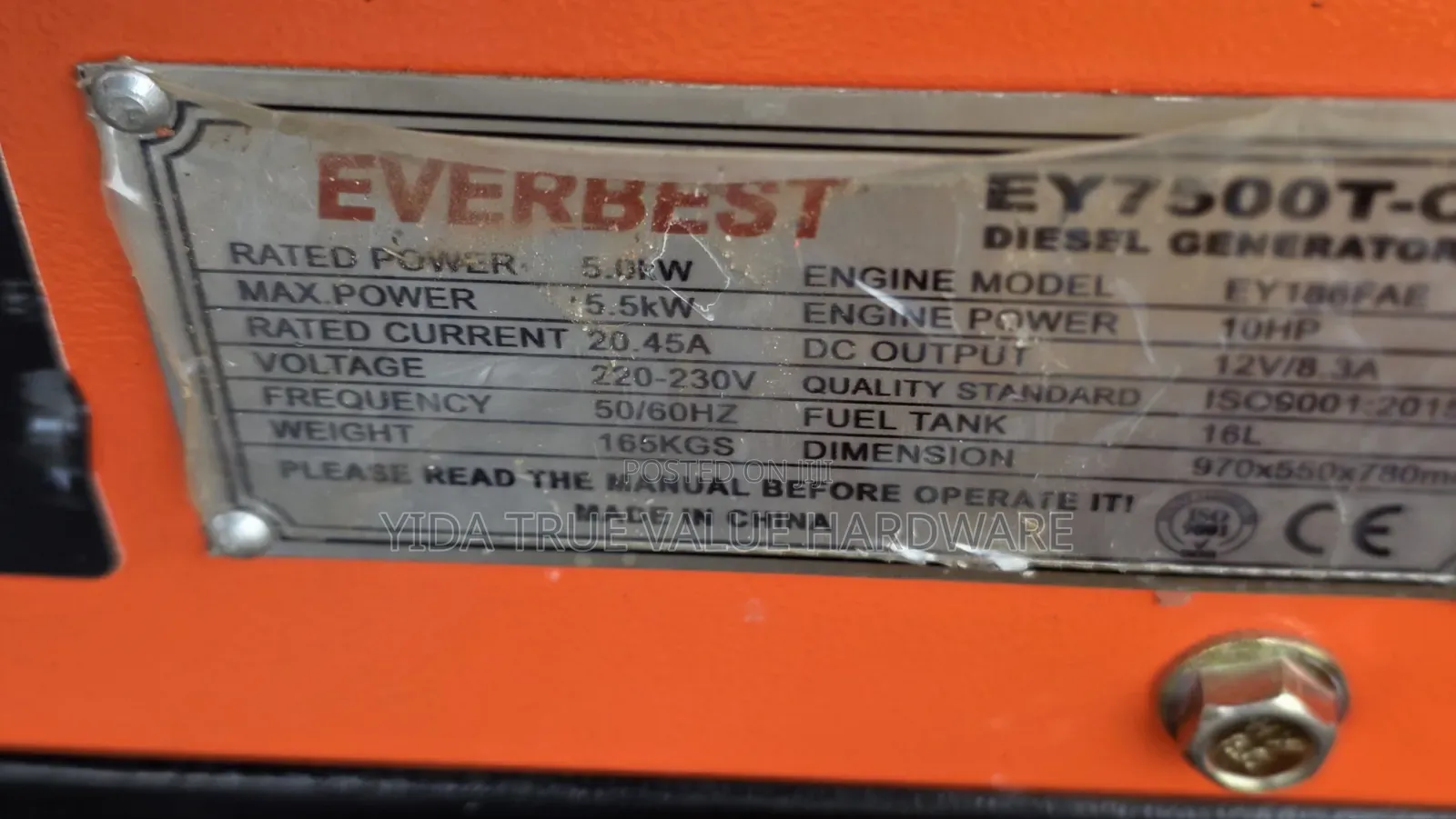 Everbest Generator 5.5kva 220-240v