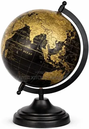 Vintage World Globe for Desk Decor 360° Rotating Black Gold Globe