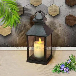 LED Lantern Light With Flickering Candle,Battery Operated Hanging Lamp