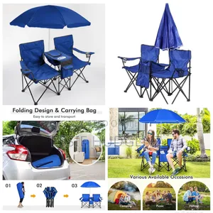 Foldable Chairs With Umbrella and Cup Bottle Holders