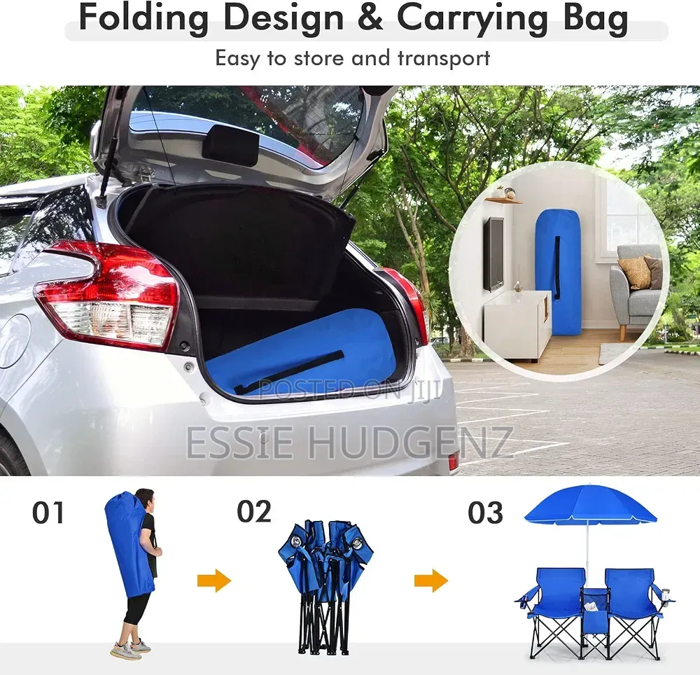 Foldable Chairs With Umbrella and Cup Bottle Holders