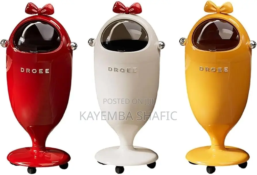 DROEE Aesthetic Mobile Pedestal Trash Can With 360° Rolling Wheels