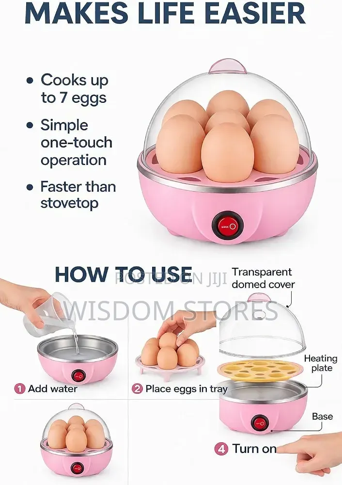 Electric Automatic Off 7 Egg Poacher for Steaming