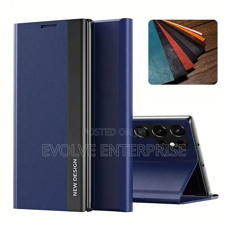 Flip Leather Cover for Galaxy Z Fold 3,4,5,6,7 - Black