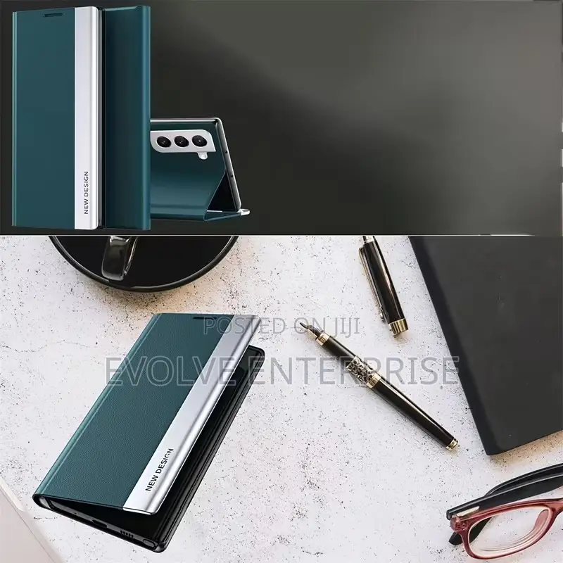 Flip Leather Cover for Galaxy Z Fold 3,4,5,6,7 - Black