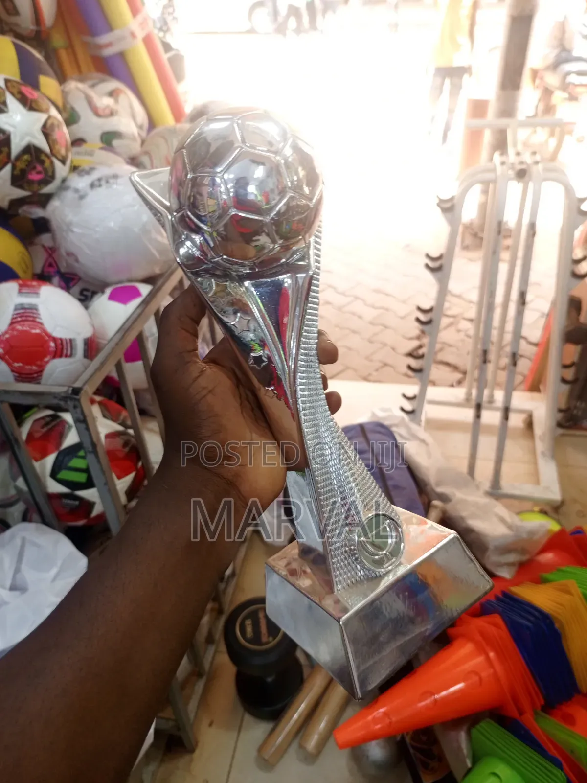 Silver-Finish Football Trophy