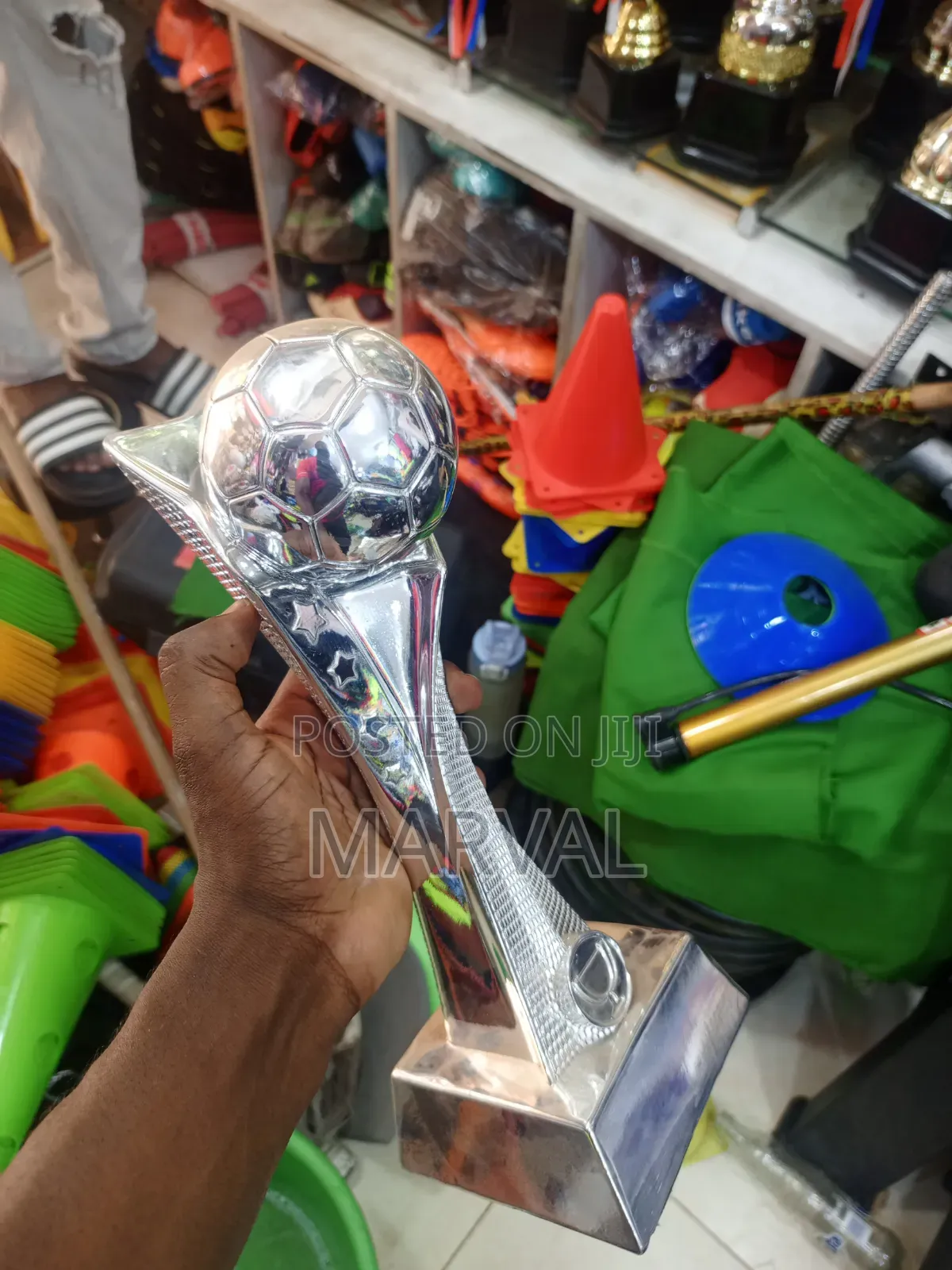 Silver-Finish Football Trophy