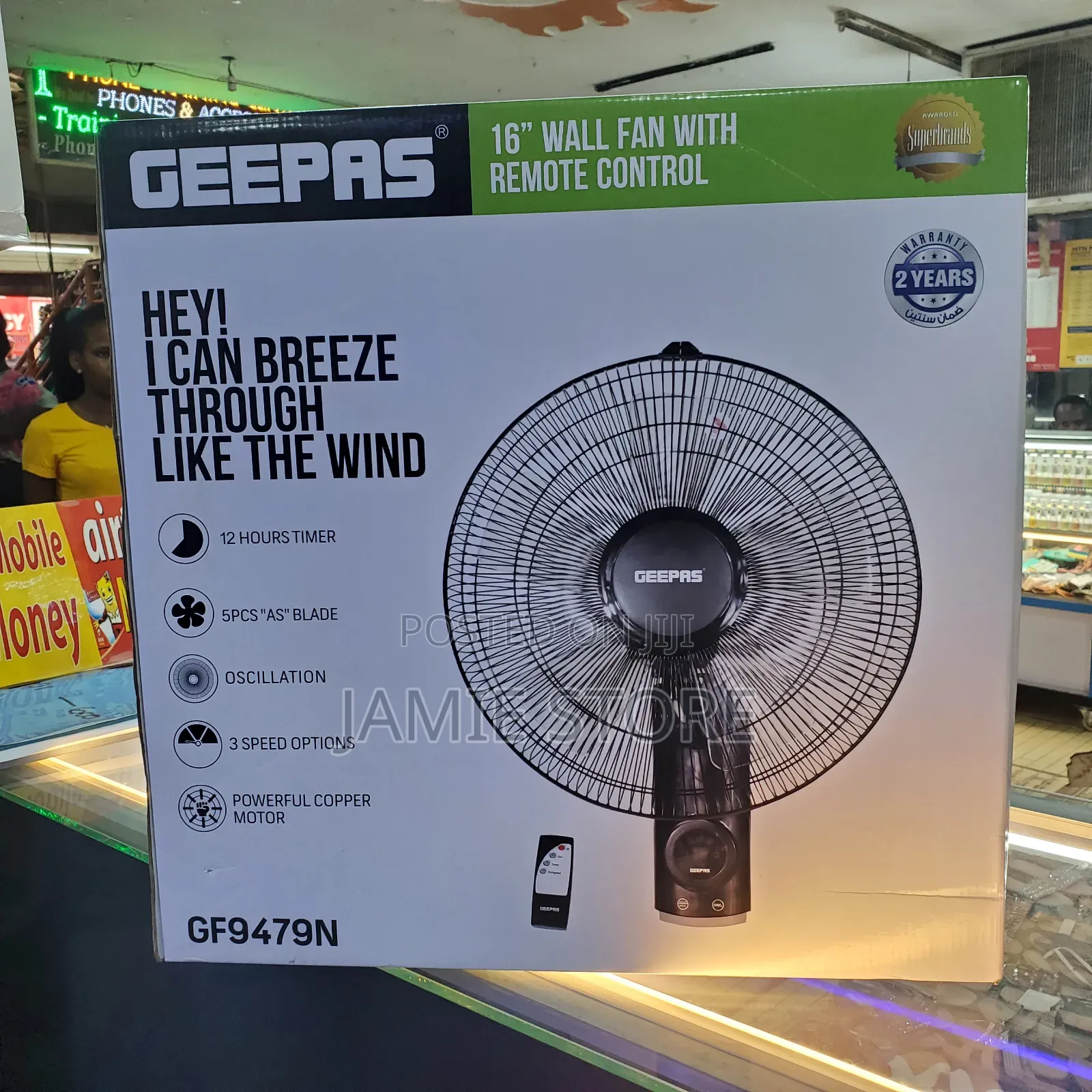 Geepas Wall Fan With Remote/ 16-Inch Wall Fan