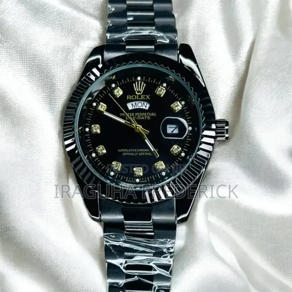 Rolex Watch Black Silver