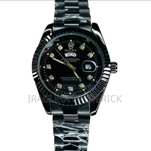 Rolex Watch Black Silver