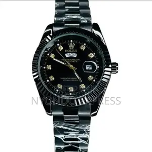 Rolex Watch Black Silver