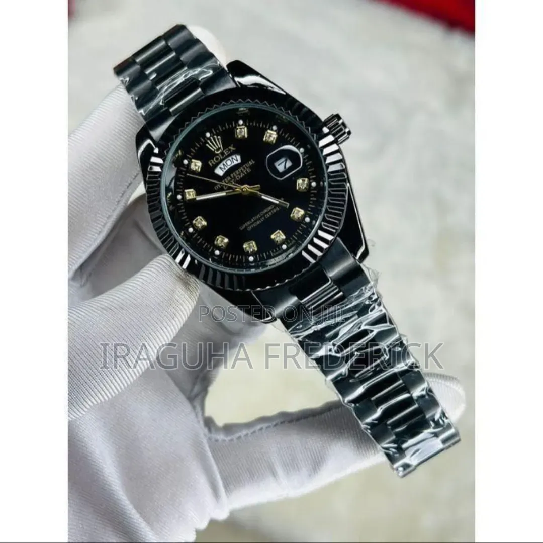 Rolex Watch Black Silver