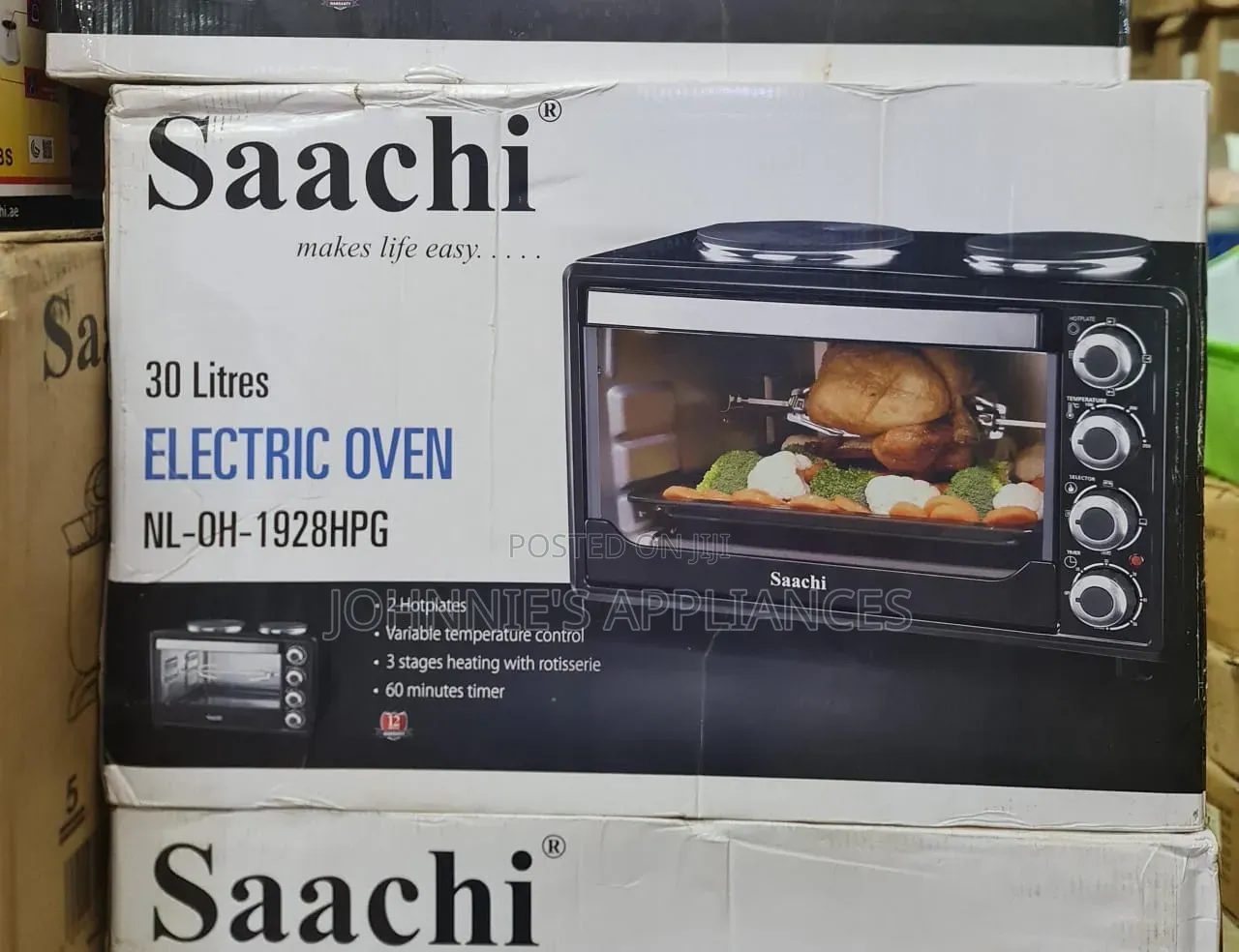 Saachi 30L Electric Oven With 2 Hotplates & Rotisserie – NL-OH-1928HPG