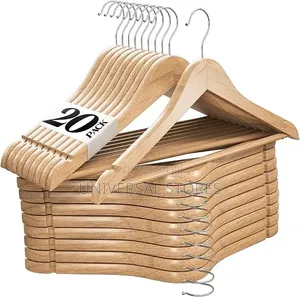 1 0pcs Natural Wood Clothes Hangers