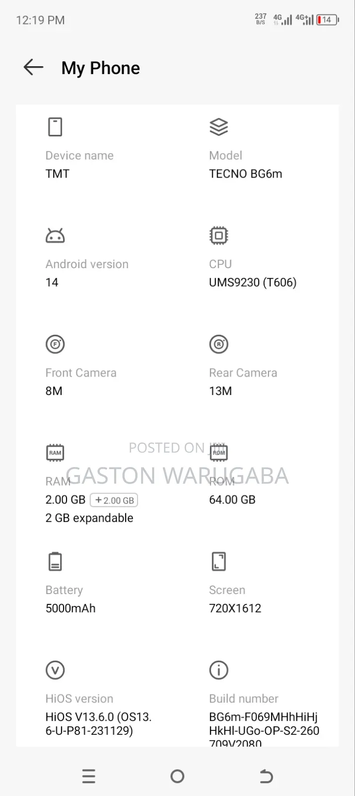 Tecno Pop 10C 64 GB White
