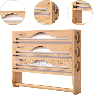 3-in-1 Bamboo Kitchen Wrap Dispenser Paper Towel Holder