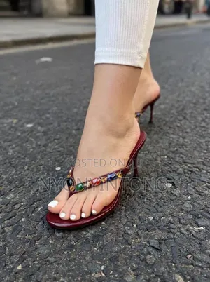 Thong Stiletto Mule Gemstone Heel
