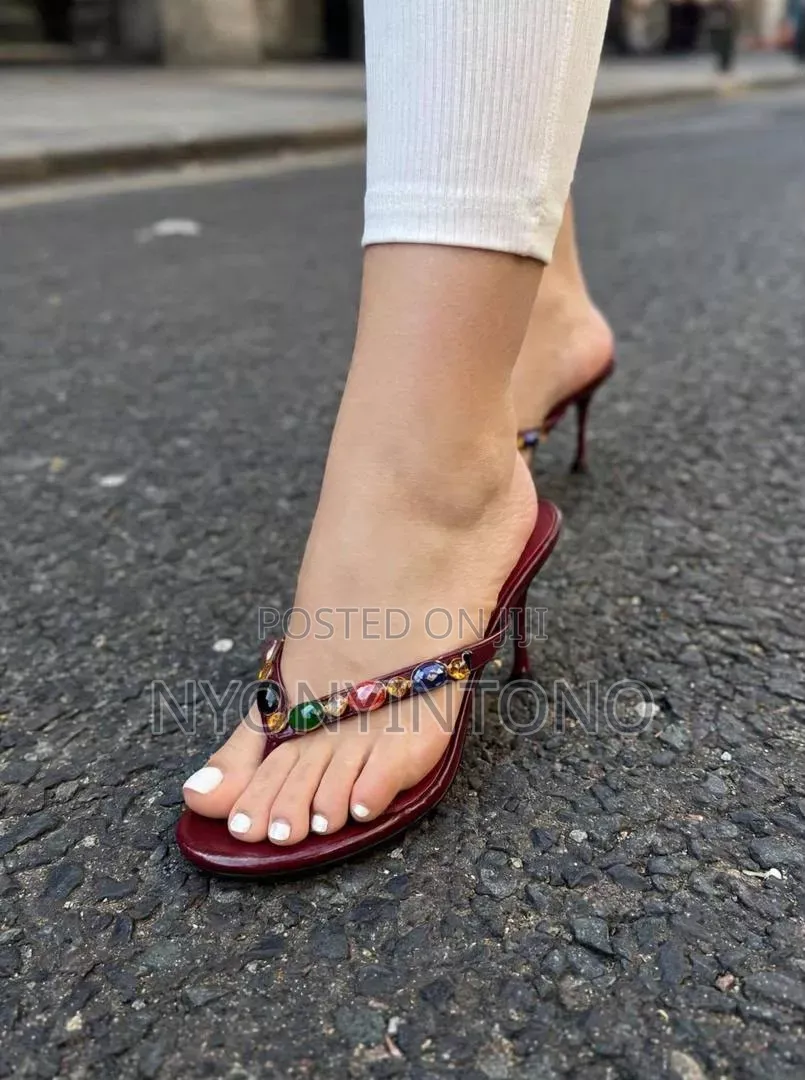 Thong Stiletto Mule Gemstone Heel