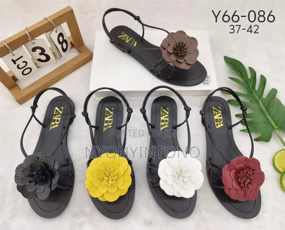 Zara Flower Flat Sandal Shoe