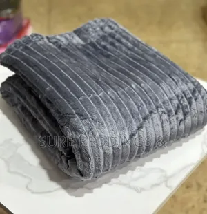 Gray Striped Fleece Blanket