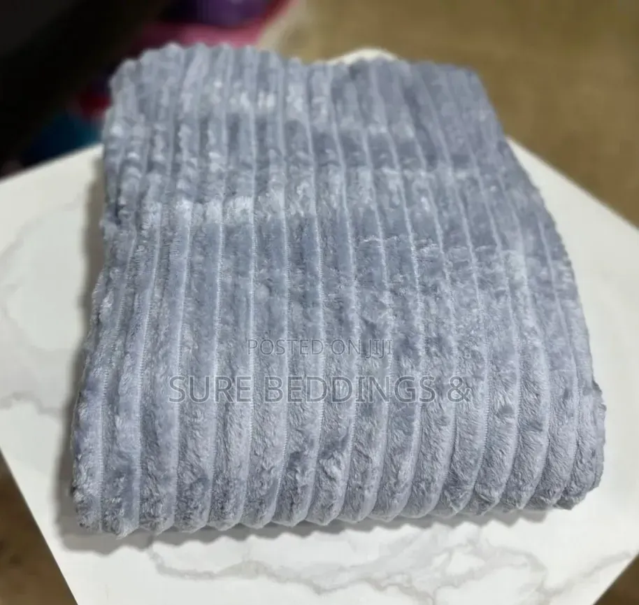 Gray Striped Fleece Blanket