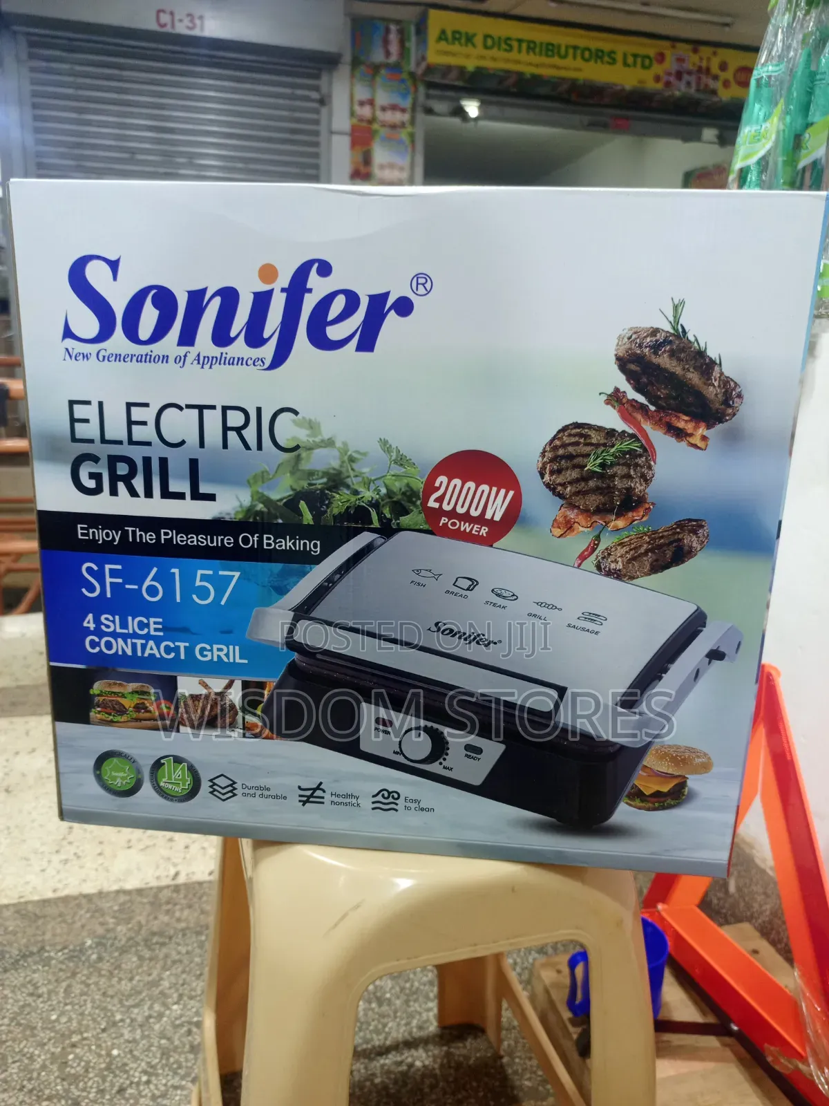 Sonifer SF-6157 Electric Grill, a 2000W 4-Slice Contact Grill.