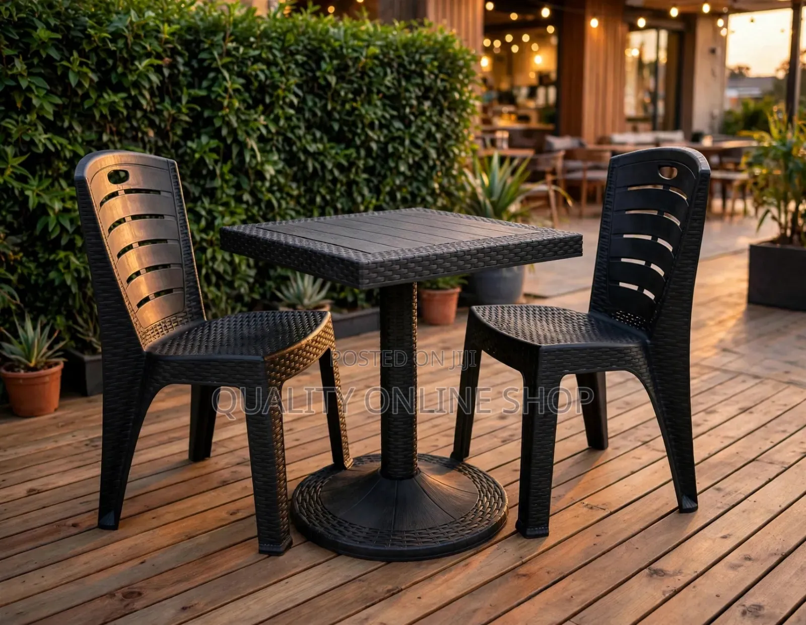 Matching Black Dining Plastic Table and Chairs Set