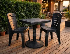 Matching Black Dining Plastic Table and Chairs Set