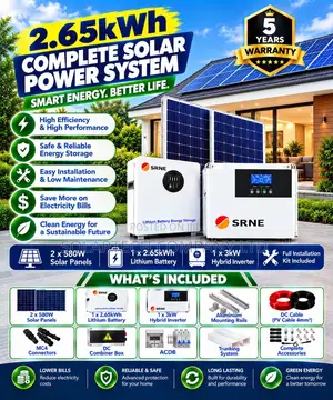 SRNE 3kW Hybrid Solar System – 2.65kWh Lithium Battery