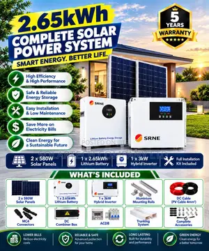 SRNE 3kW Hybrid Inverter Solar System – 1.16kW Solar Panels 24V