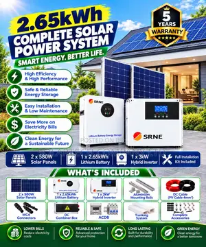 SRNE 2.65kWh Solar Power System – 3kW Hybrid Inverter Full Kit