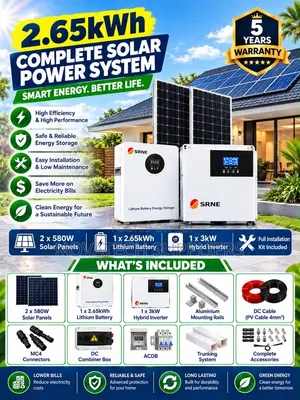 SRNE 2.65kWh Solar System – 3kWinverter All Accessories