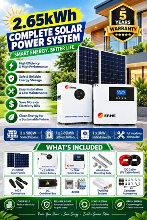 SRNE 2.65kWh Solar System – 3kWinverter All Accessories