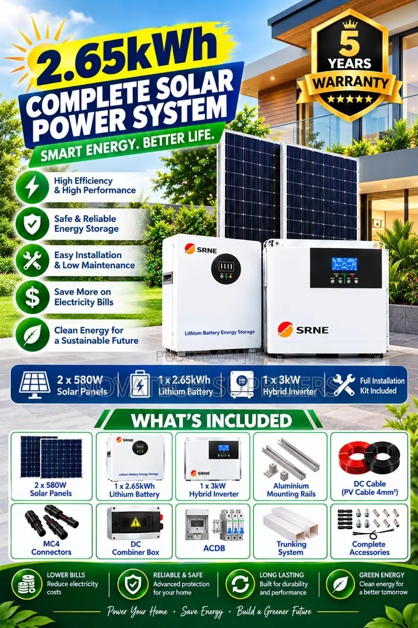 SRNE 2.65kWh Solar System – 3kWinverter All Accessories