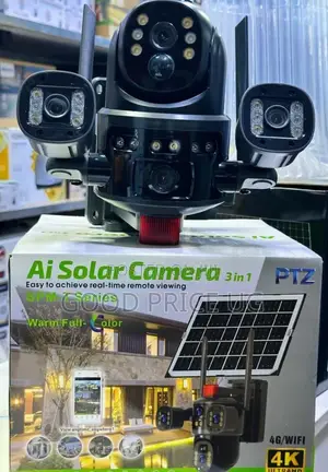 AI Solar PTZ Security Camera (3-in-1 Multi-Lens System)