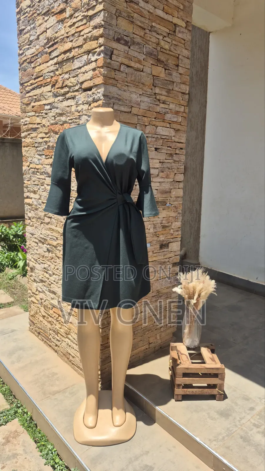Chic and Elegant Forest Green Wrap Dress