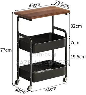 Storage Trolley With Table Top 3 Tier Mettal Trolley