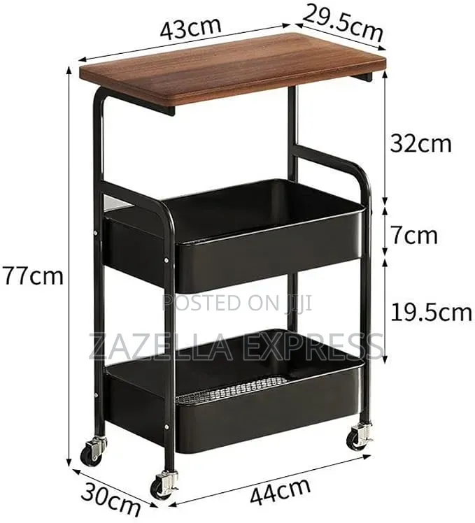 Storage Trolley With Table Top 3 Tier Mettal Trolley