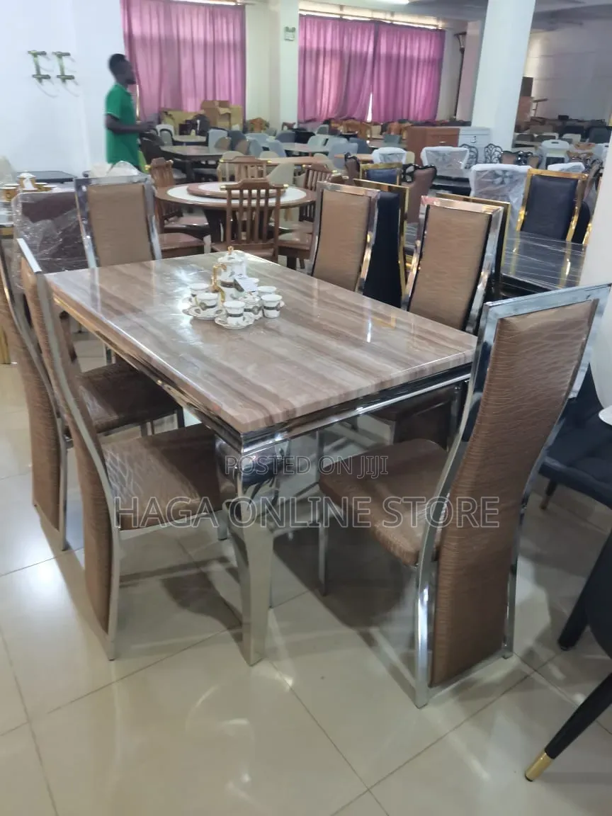 Brown Marble Top Dining Table