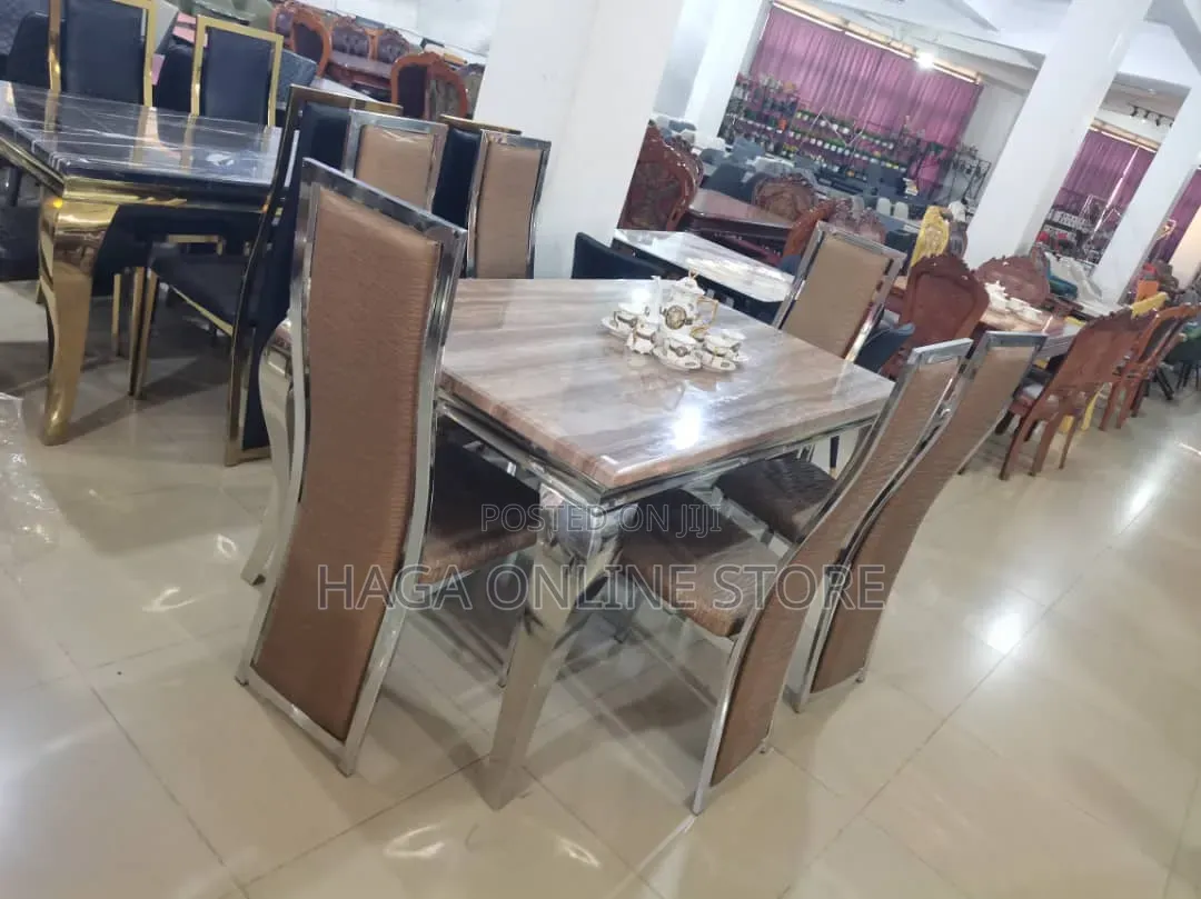 Brown Marble Top Dining Table