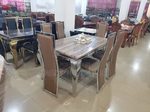 Brown Marble Top Dining Table