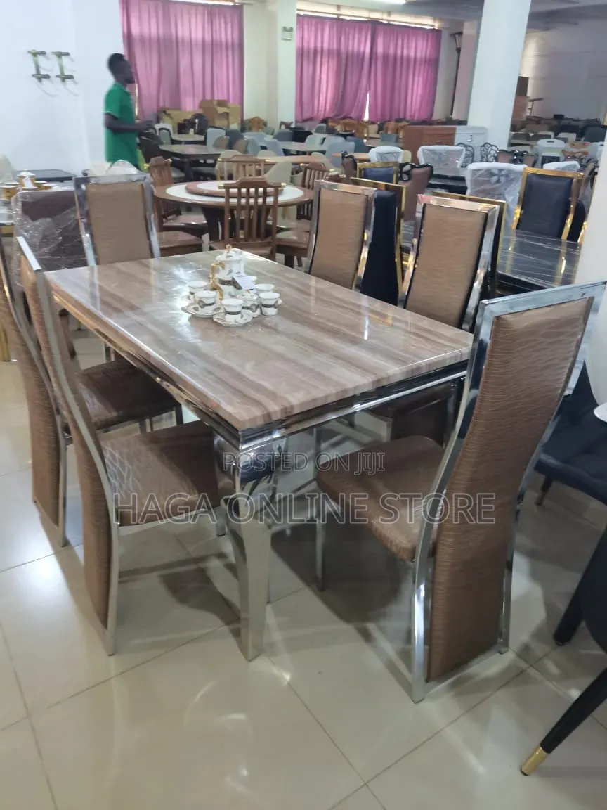 Brown Marble Top Dining Table