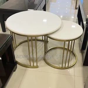 Gold Metal Center Table With White Top