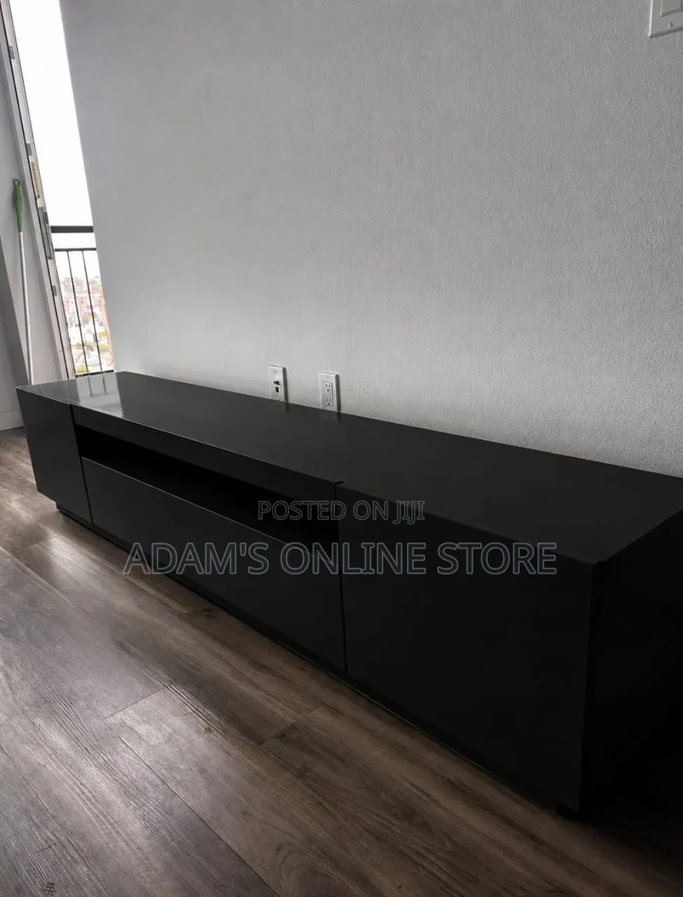 Black TV Stand Unit 1.8m Length by 35cm Width by 50cm Height
