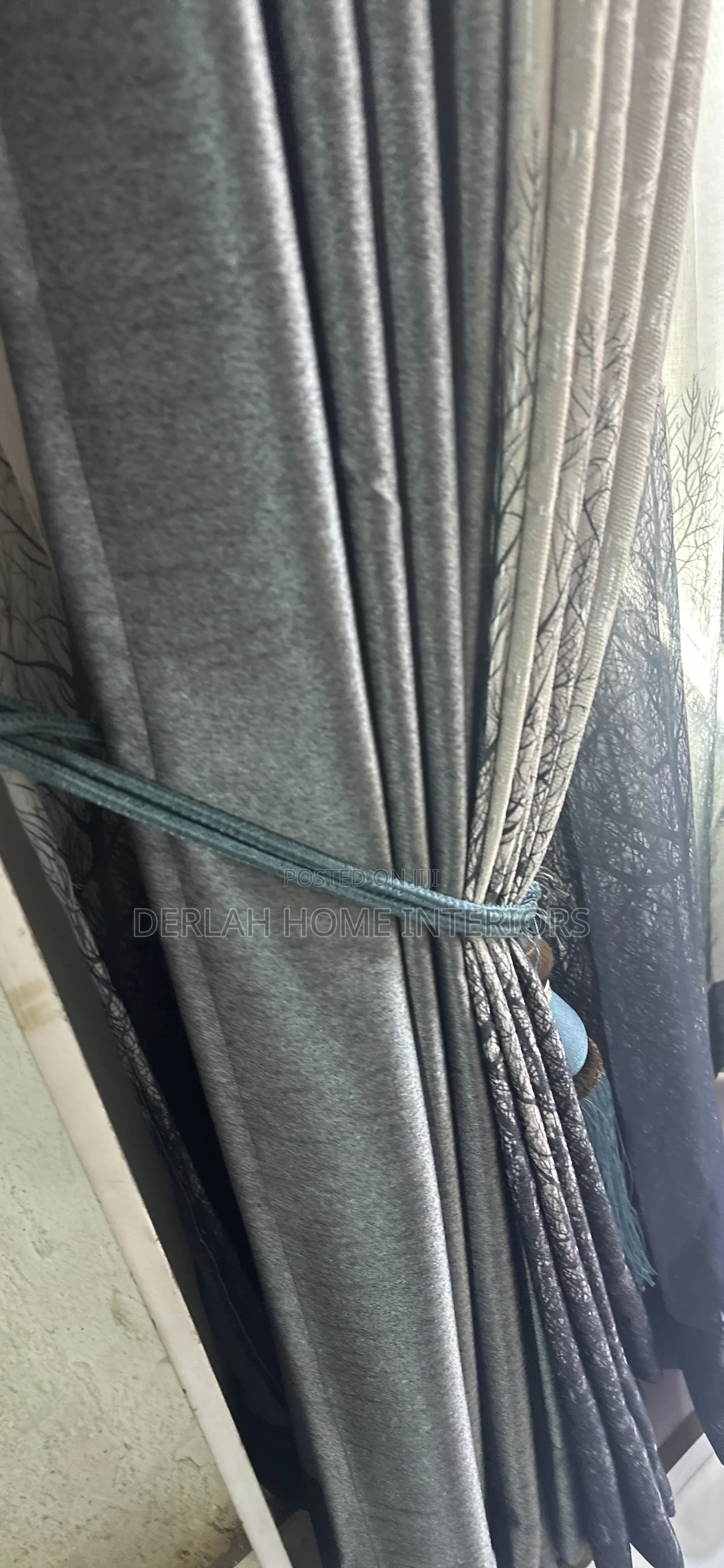 Quality Curtains in Gray With Tie Backs