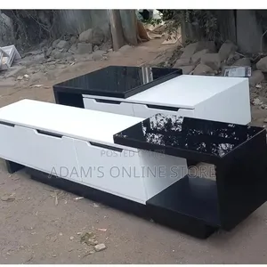 White and Black TV Stand and Center Table