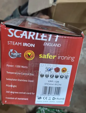 Scarlett 1200W Steam Iron Stainless Steel Soleplate 360° Swivel Cord