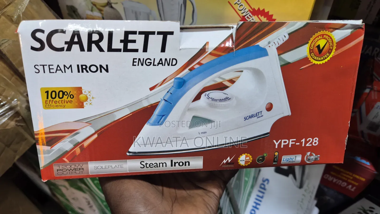 Scarlett 1200W Steam Iron Stainless Steel Soleplate 360° Swivel Cord